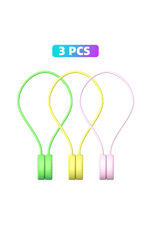 3 mixed colors 3/5/6/10pcs Reusable Magnetic Cable Ties, Wire Winding Devices, Silicone Magnetic Wir