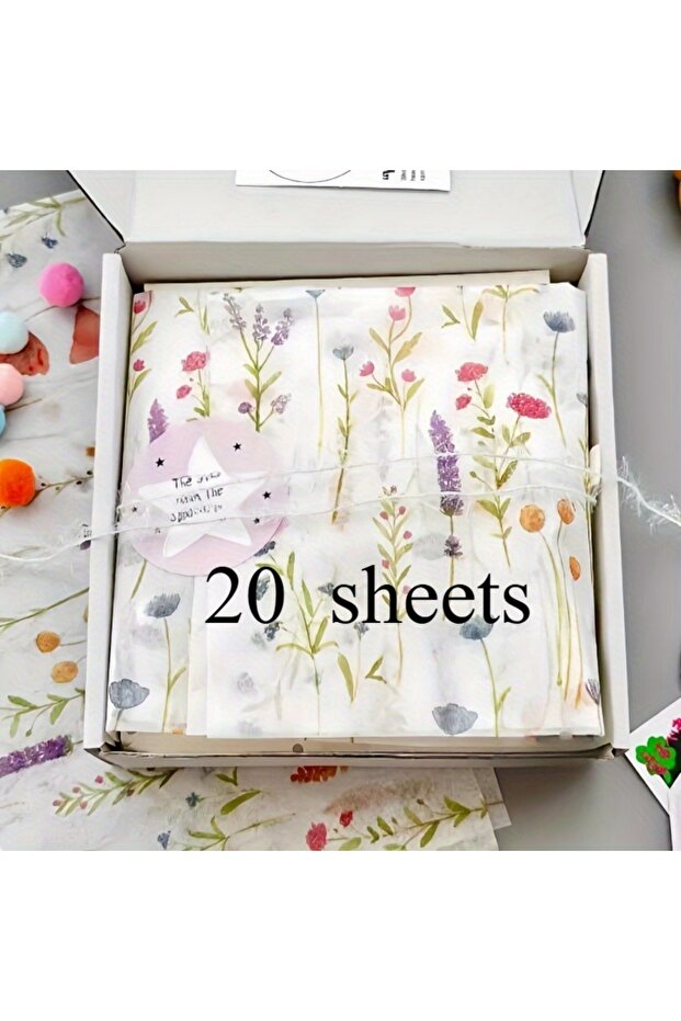 20 Sheets 20 Sheets 14x20 Inches Lavender Print Tissue Packaging Paper Semi-Transparent for Christma