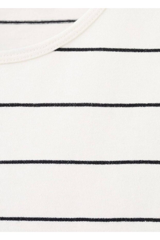Pamuklu çizgili tişört - 8