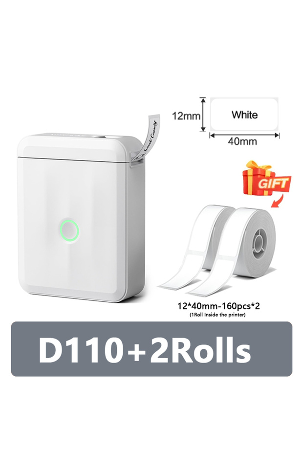 White 2Rolls Niimbot D110 Wireless Mini Portable Printer Smart Label Printer Mobile Phone For Therma