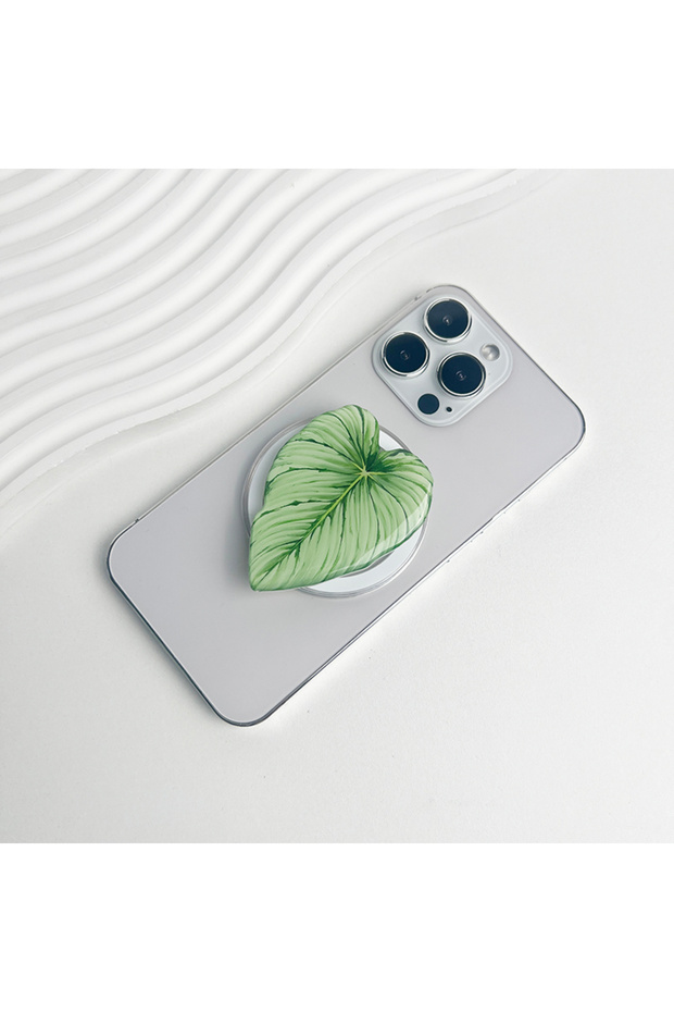 CX38-08 Tropical Leaf Socket Phone Grip Holder for Magsafe IPhone Mac Safe Ring Finger Expanding ..