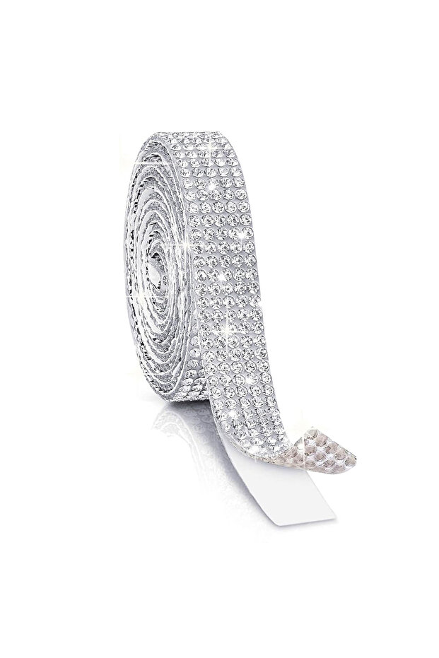 1Roll White Rhinestone Ribbon Self Adhesive Bedazzling Rhinestone Strips for DIY Craft, Rhinestones