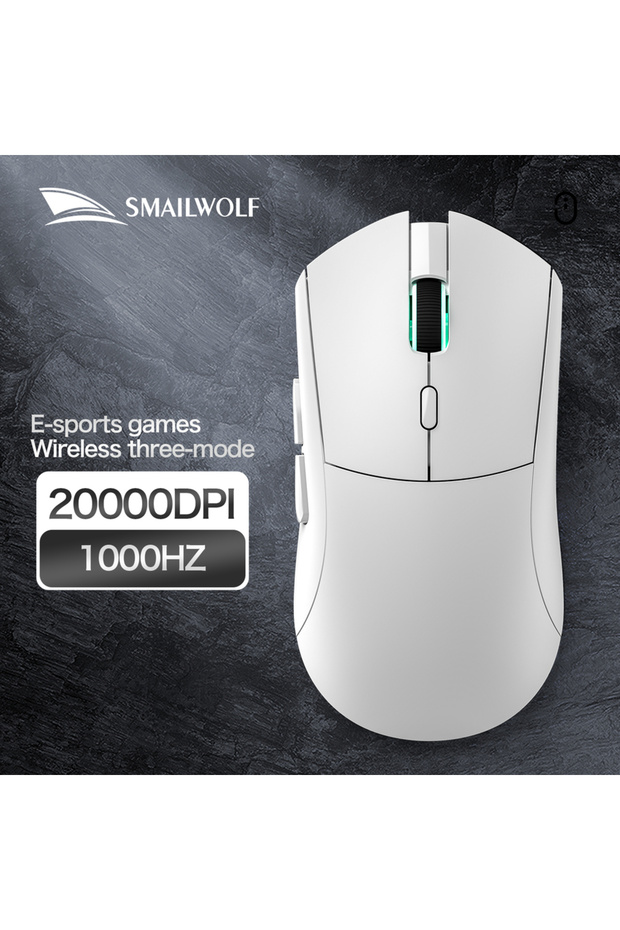 فأرة ألعاب لاسلكية RS7 بيضاء من SMAILWOLF مع تقنية البلوتوث وثلاثة أوضاع ومستشعر PAW3311 ووظائف ماكرو