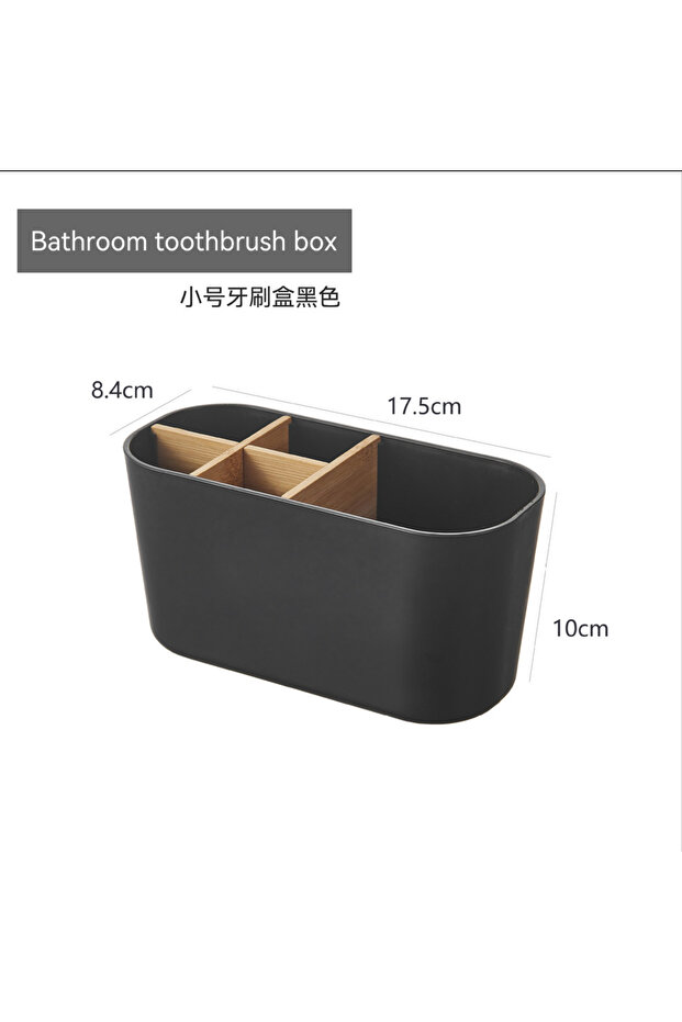 Black Toothbrush Holder For Electric Brushes Bathroom Counter Organizer With 5 Slots Bamboo For Elec