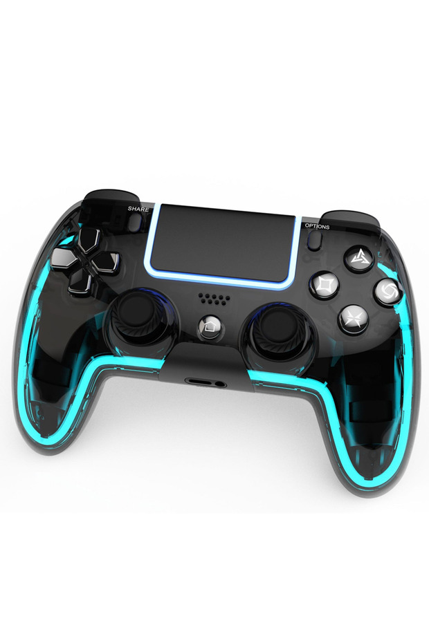 وحدات تحكم شفافة من Saitake لجهاز PS4، جهاز تحكم عن بعد مخصص لجهاز PS4 مزود بعصا تحكم ثلاثية الأبعاد بتقنية Hall، وحدة تحكم ألعاب لاسلكية RGB
