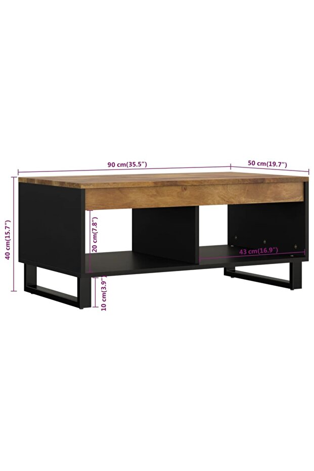 Coffee table, 90x50x40 cm, solid mango wood - 7