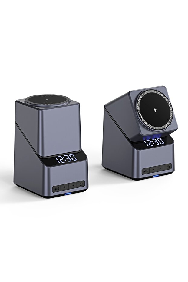 X11 4in1 Electric Rotating Magnetic 15W Wireless Charger Time Display Touch Rotation for iPhone Wat