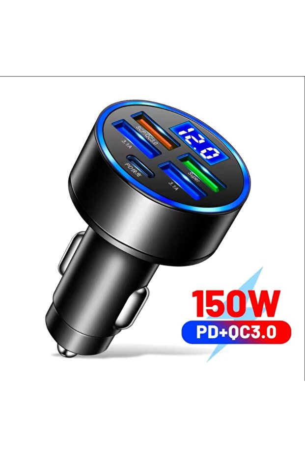 شاحن سيارة PD 4USB بقوة 200 واط بمنفذي USB، مزود بحلقة سحب لشحن سريع للهواتف المحمولة، متوافق مع هواتف Mi...