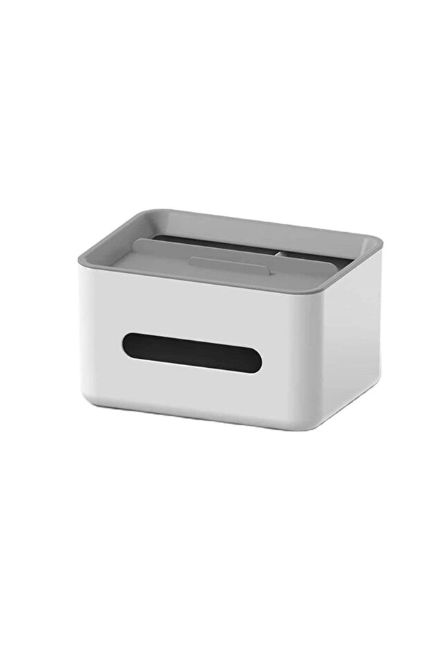 علبة تخزين مناديل متعددة الوظائف رمادية اللون (قطعة واحدة) - 1