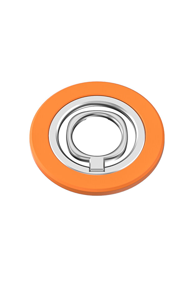 Orange Mobile Phone Folding Strong Magnetic Holder for Magsafe Finger Ring 360° Rotation Bracket Mag