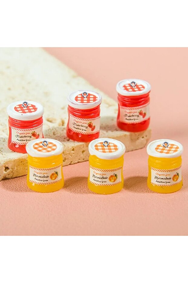 mixed 10Pcs Cute Strawberry Orange Jam Jar Resin Charms Pendants for Jewelry Making DIY Earring Keyc