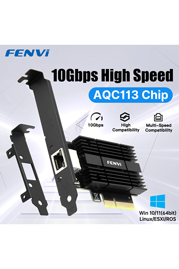 10Gbps AQC113 FENVI 10GBps AQC113 PCIE To RJ45 Network Card 1G/2.5G/5G/10Gbps 10000Mbps RJ45 Interfa