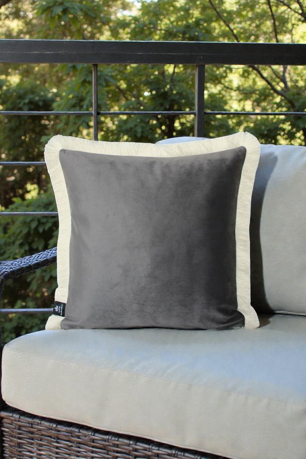 Cushion Cover 45X45 cm Babyface Fabric Cream with Tassels