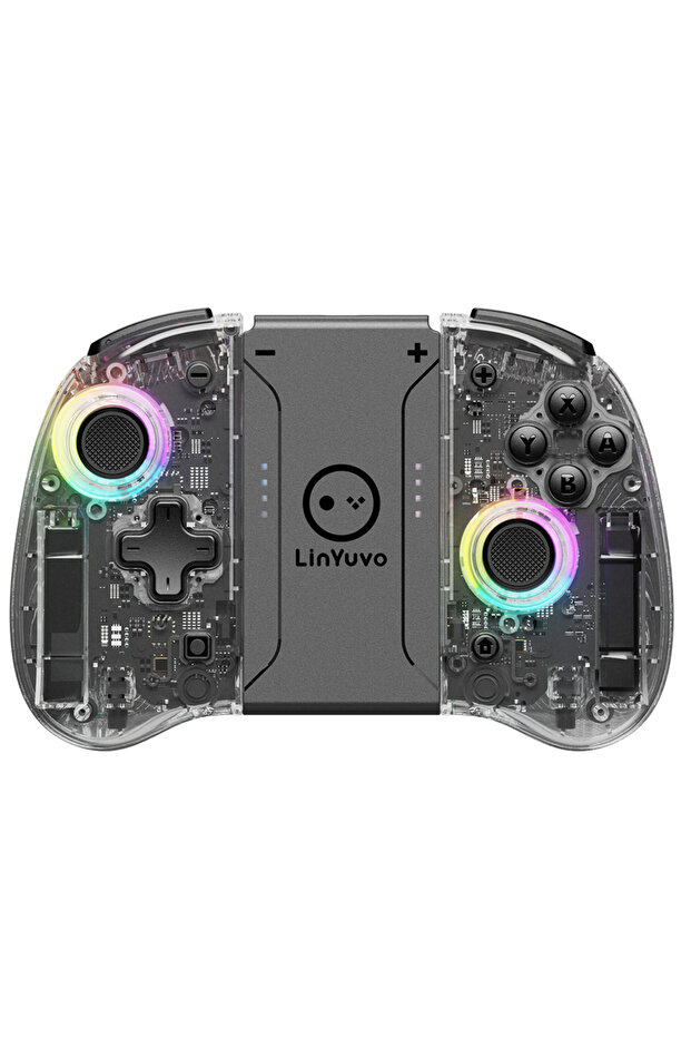 وحدة تحكم لاسلكية LinYuvo KS37B Meteor Light Joycons شفافة لجهاز Switch/OLED مع إمكانية البرمجة والتحكم بالحركة