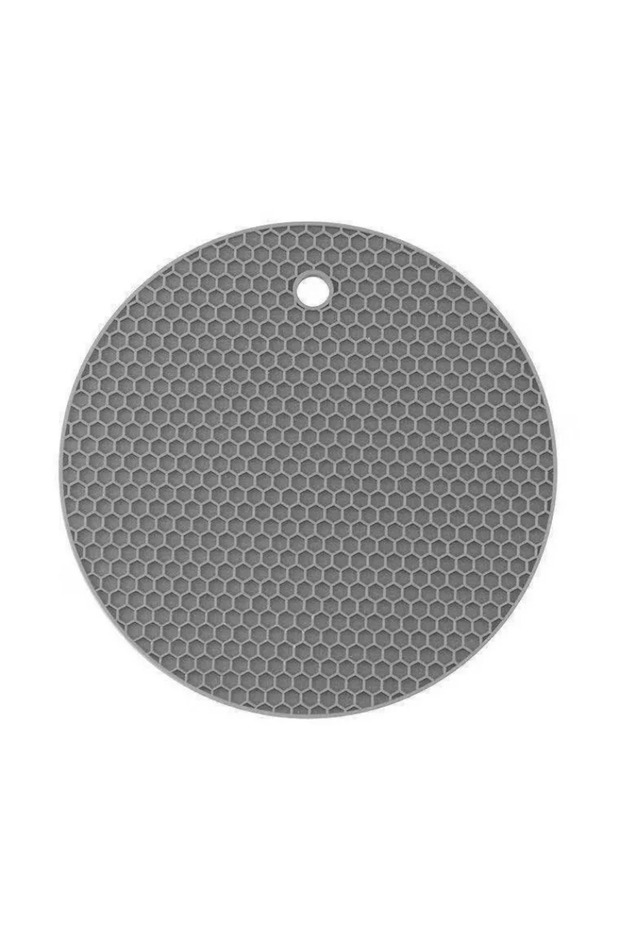 7x7inch Grey 1PC Heat Resistant Silicone Pot Holder Anti Scalding Countertop Protection Mat Circular