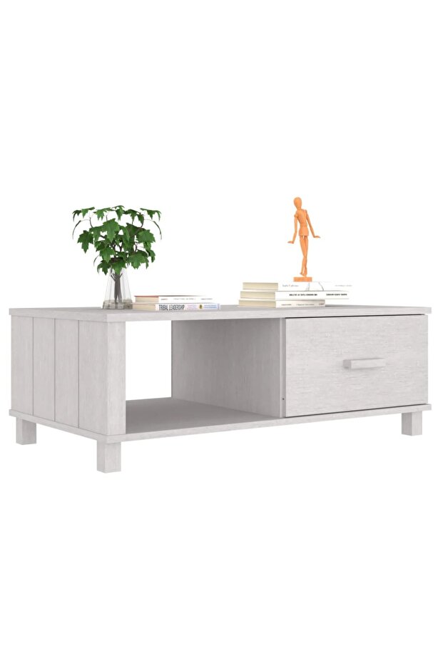 Coffee table, white, 100x55x35 cm, solid pine wood - 4