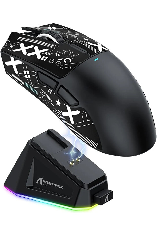 ماوس ألعاب لاسلكي Black Attack Shark X11 PAW3311 بتقنية البلوتوث، 2.4 جيجاهرتز، 400IPS RGB، ماوس ألعاب كمبيوتر