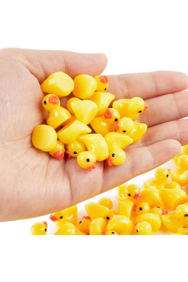 50pc type1 Mini Resin Ducks Tiny Duck Miniature Figures Bulk Little Duck Charms for Party, DIY Micro