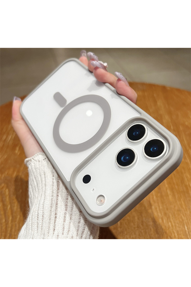 جراب شحن لاسلكي مغناطيسي فاخر باللون الرمادي لهاتف iPhone 17 Pro Max، متوافق مع هواتف iPhone 17 و Air و 11 و 12 و 13 و 14