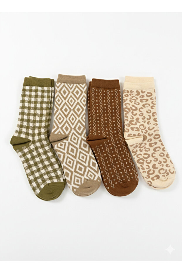 Soft Renkli 4lü Kadın Çorap - 3