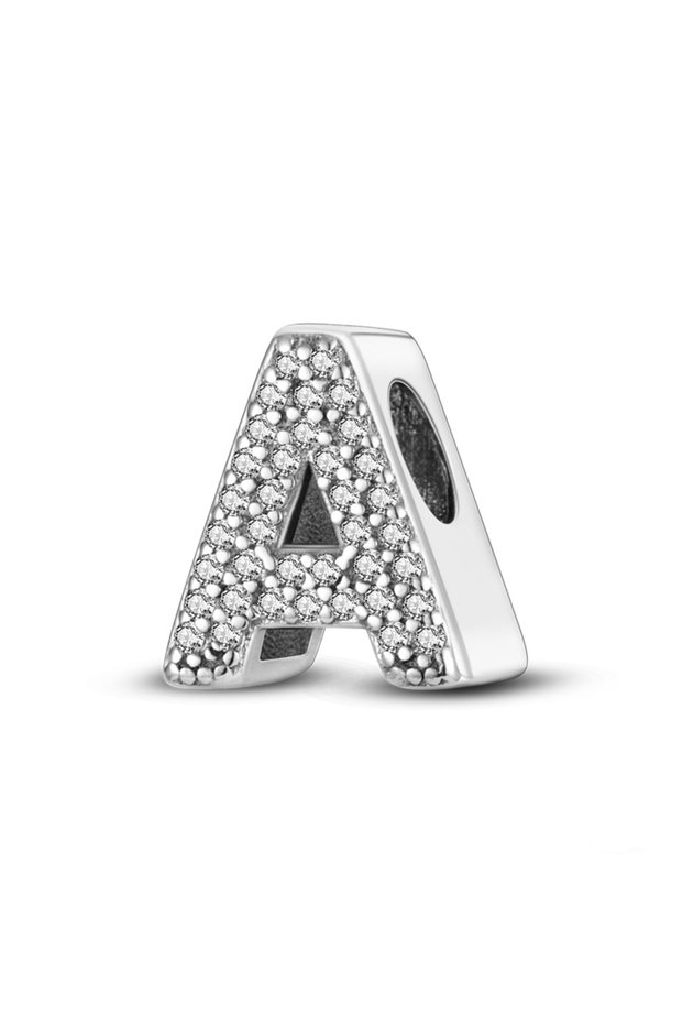 KJC165-A Classic 925 Silver 26 English Letters Charms Beads Sparkling Zircon Fit Qikaola 925 Origina
