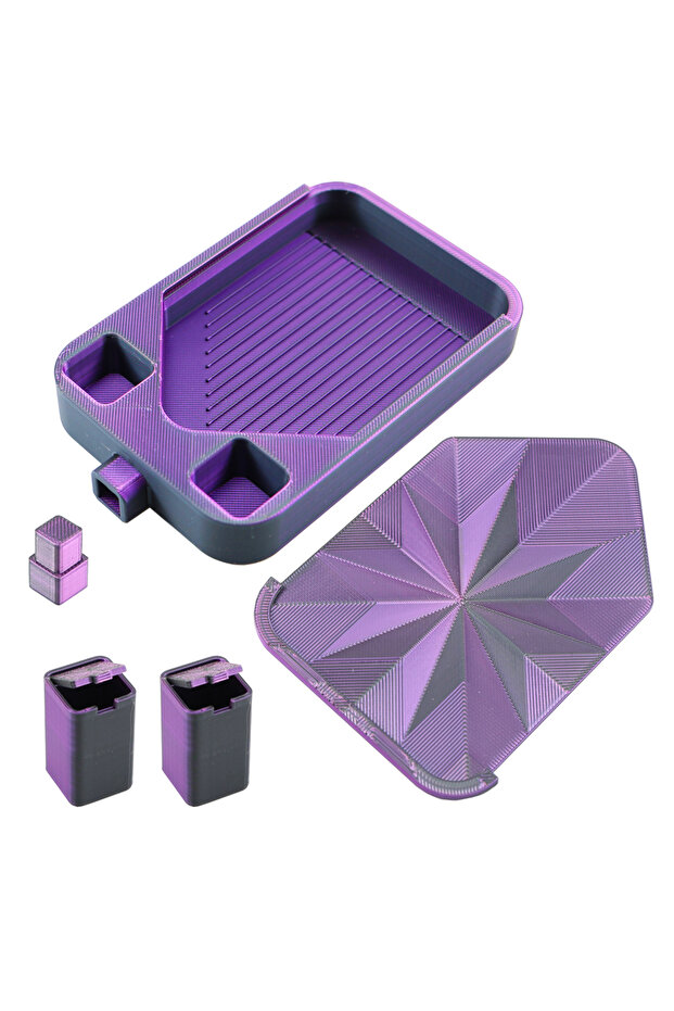 Black Purple 3D Multi-Color Diamond Painting Tray With 2 Trash Cans, Diamond Art Tray Storage Box, D