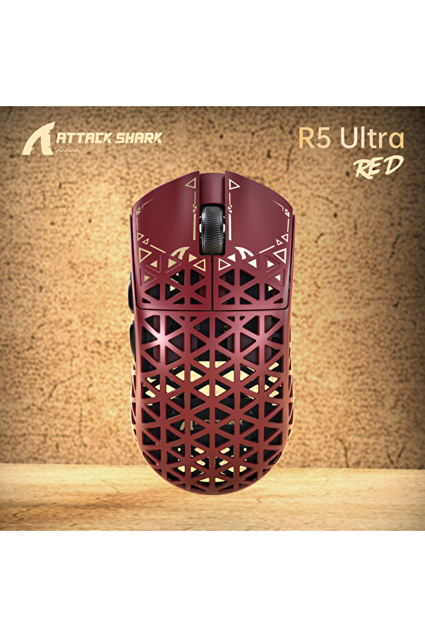 Red ATTACK SHARK R5 ULTRA Wireless Gaming Mouse - 8K Polling,PAW3950MAX Sensor,42,000 DPI,Carbon Fib