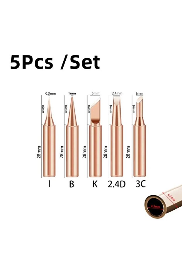 Golden 5pcs 5pcs 900M Soldering Iron Tips Set, Copper Core Electric Soldering Bits for 936 Soldering