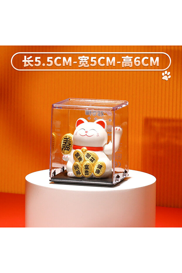 A Solar Powered Maneki Neko Lucky Cat Welcoming Chinese Lucky Cat Waving Hand Beckoning Fortune Cat.