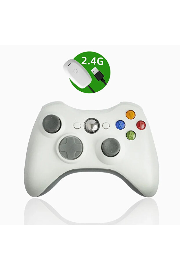 وحدة تحكم لاسلكية/ بأسلاك بيضاء بتردد 2.4 جيجا هرتز لجهاز ألعاب إكس بوكس 360 مع خاصية الاهتزاز المزدوج والتوافق مع وضع Turbo