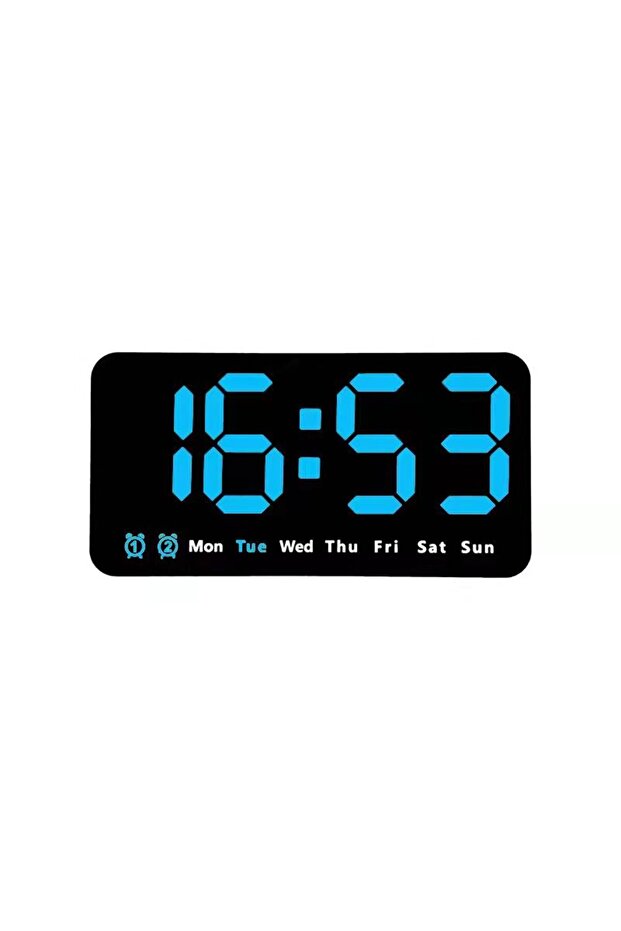 Blue Voice Control Large Digital Wall Clock Temperature Date Week DST Snooze Table Clock 12/24H Dual