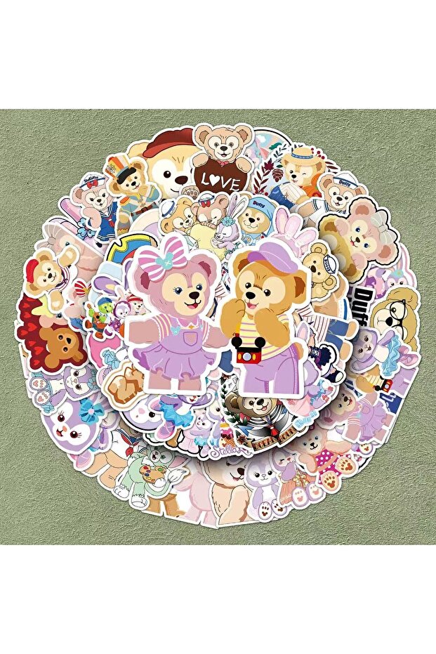 6x6x2.5CM 50pcs 50 pcs of cute decorative stickers featuring Duffy Bear and StellaLou, waterproof ca