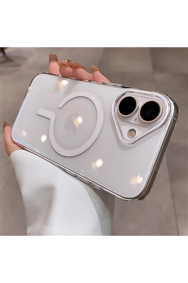 جراب مغناطيسي شفاف فائق النحافة باللون الأبيض لهاتف iPhone 17 Pro Max، متوافق مع أجهزة iPhone 17 و16 و15 و14 و13.