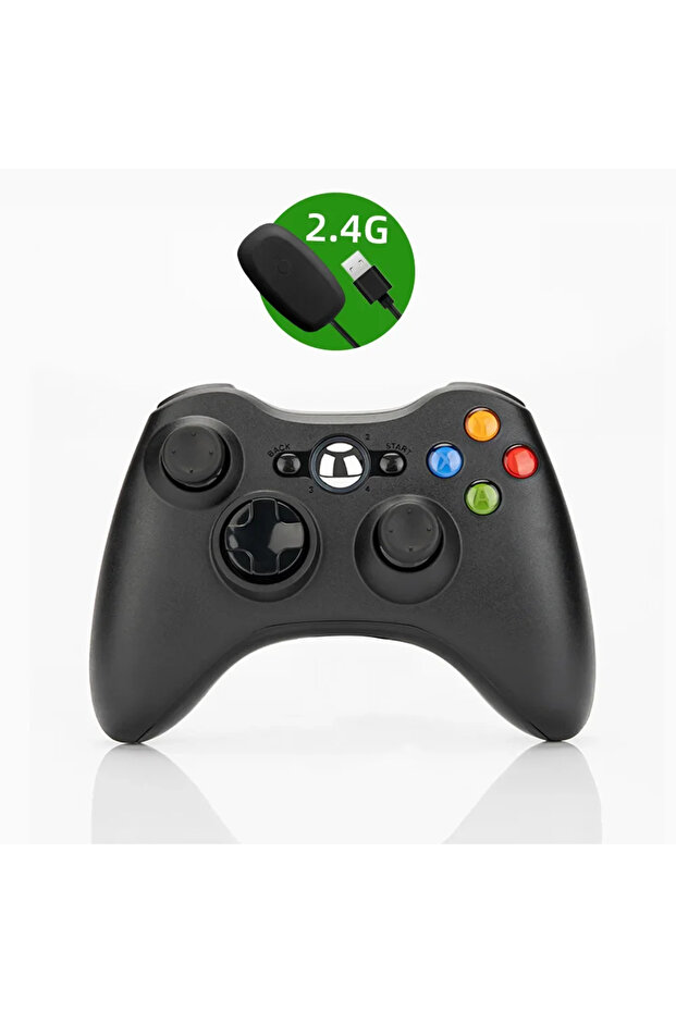 Black 2.4G Wireless/Wired Controller For Xbox 360 Game Controller with Dual-Vibration Turbo Compatib