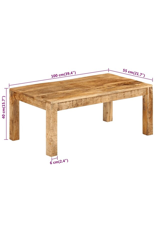 Coffee table, 100x55x40 cm, solid mango wood - 7