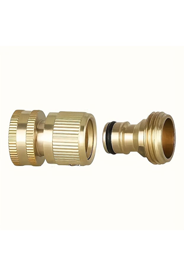 3/4'' 2 Pcs 2-PCS Brass Garden Hose Quick Connect Kit, 3/4" BSP Male & Female Threads, Battery-Free