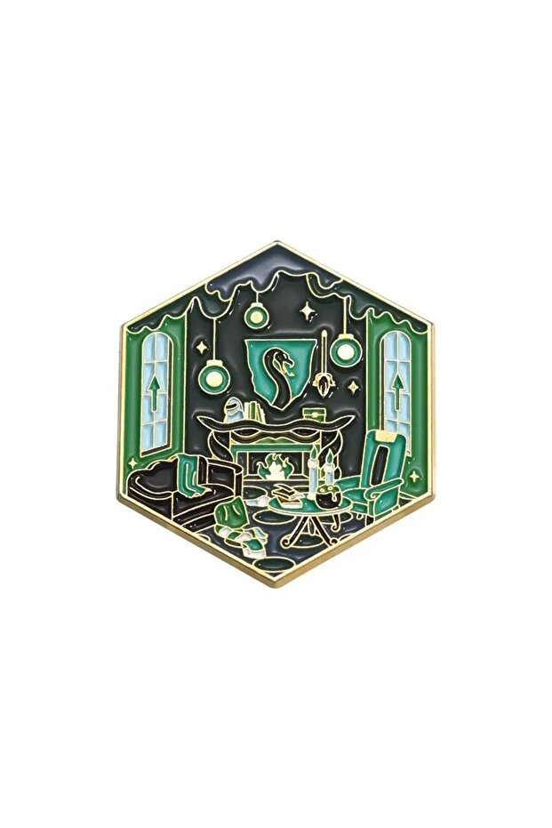 green Punk Magic Academy Enamel Pins Snake Badger Golden Lion Eagle Badger Brooch Creative Lapel Bad