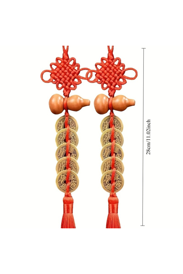 2pcs 2pcs Chinese Feng Shui Coin Charm, Five Emperor Coins Gourd Decor for Door, Wealth Attracting H