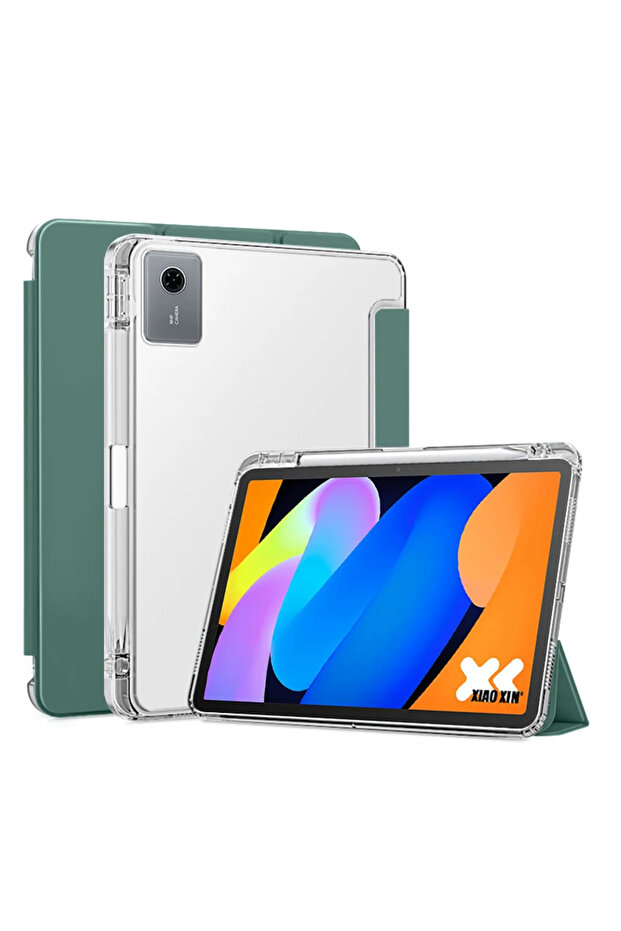 جراب Idea Tab 11 tb336fu أخضر داكن لجهاز Idea Tab 11، مزود بحامل قلم رصاص وحامل خلفي ناعم قابل للطي.