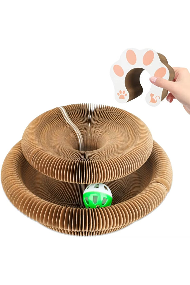 Light brown Magic Organ Cat Scratching Board Interactive Scratcher Cat Toy Foldable Cat Accordion To