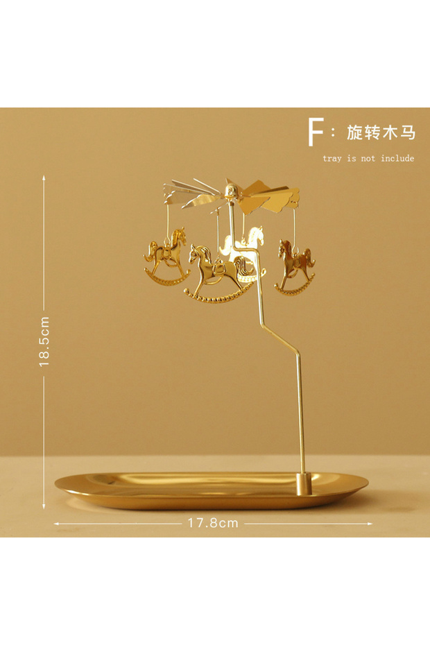 F Excluding tray Rotating Candlestick Tray Scented Candle Romantic Walk Horse Lamp Christmas Decorat