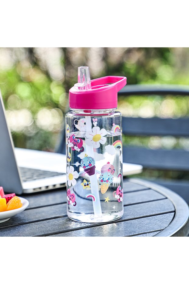 500ml Burgundy A 500ml Straw Cup, Cute and Portable Dinosaur Ice Cream Water Bottle, Outdoor Portabl