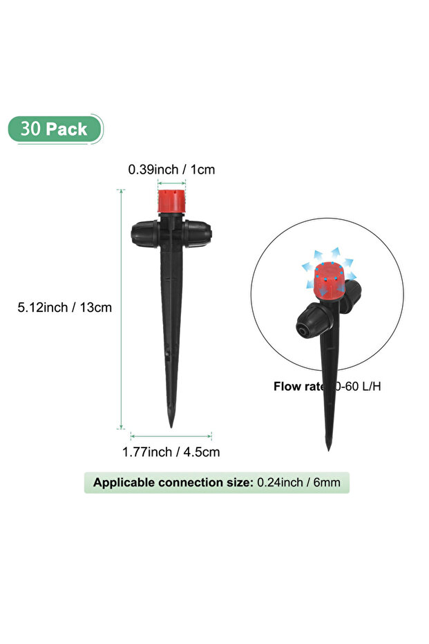 30PCS Garden 8-Hole Adjustable Dripper Sprinkler 0-80L/H 133mm Support Watering Nozzle Double Lock f