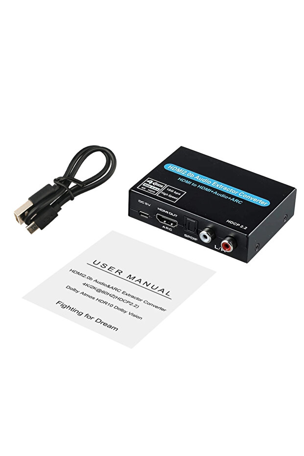 Black New 4K 60Hz HDMI-compatible 2.0 audio extractor Support 5.1Ch HD2.0b Audio ARC Switch with aud
