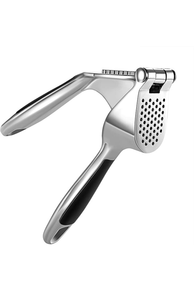 Silver 1PC Garlic Press Zinc Alloy Garlic Mincer Crusher with Ergonomic Soft Grip Handle Easy to Squ