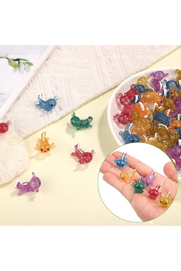 20pcs 10/20pcs Mini Resin Axolotl Random Color Miniature Glitter Axolotl Tiny Animal Figures Ornamen