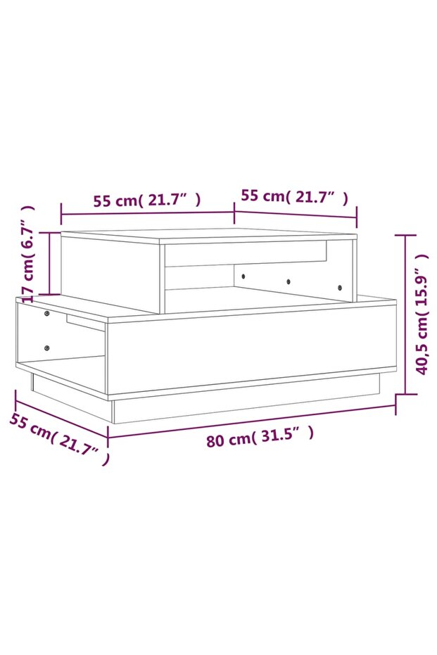 Coffee table, gray, 80x55x40.5 cm, solid pine wood - 8