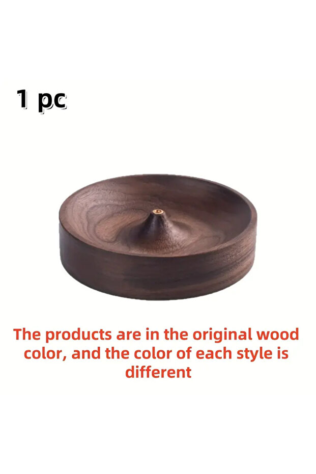 1pc Solid Wood Incense Holder, Handmade for Meditation & Home Decor. Natural Grain, No Power Needed