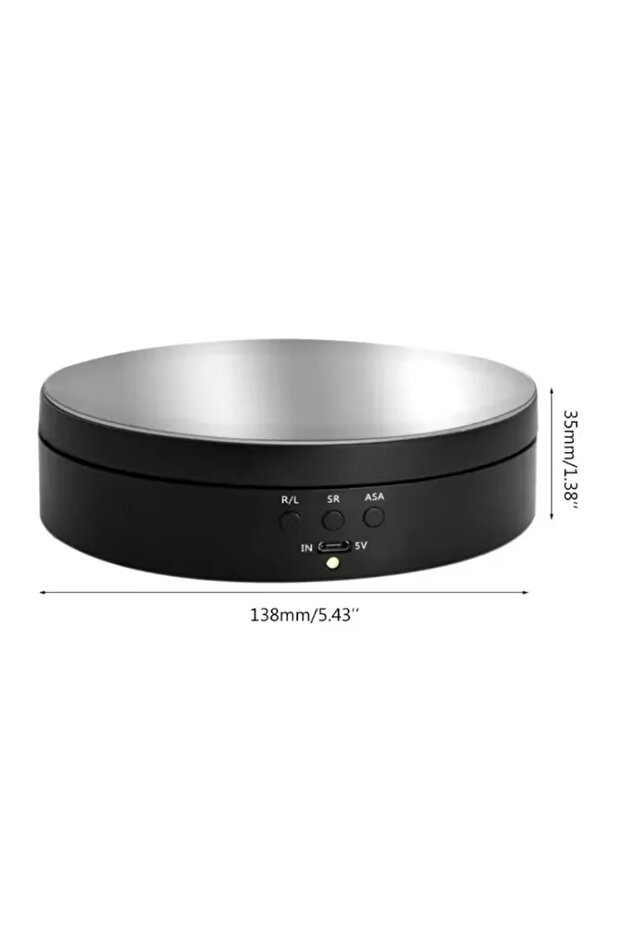 حامل عرض دوار أسود اللون، حامل قرص دوار بمحرك 360 درجة مع كابل طاقة USB للتصوير الفوتوغرافي