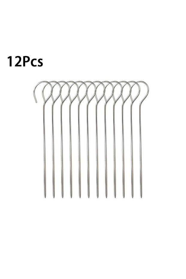 12 sticks Durable Stainless Steel Air Fryer Grill Round Barbecue Grill with Grilled Skewers Hanging